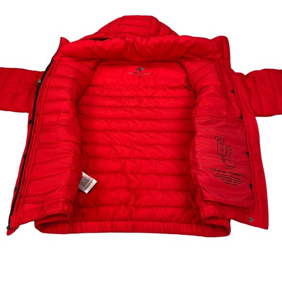 Bcbg Maxazria Quilted Puffer Jacket - Detachable Hood- Womens M Red Eco Friendly - Picture 3 of 16